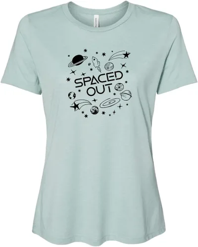 Vista 14 de Cute Women's Screen Printed Crew Neck Tee, Shirts With Sayings, Dusty Blue or Olive