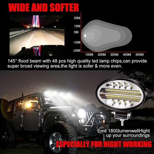 Vista 2 de Ourbest luces de trabajo llevadas del tractor, foco llevado ovalado de la luz de conducción de 6inch (sin flash)