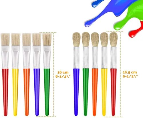 Vista 3 de 10 piezas de pinceles de pintura para niños, pinceles de pintura Anezus para niños pequeños, pinceles grandes y gruesos para niños pequeños