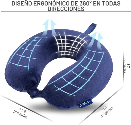 Vista 5 de Fabuday - Almohada de viaje de espuma viscoelástica, almohada para apoyar el cuello y la cabeza para usar en viajes en avión, en el auto, hogar u