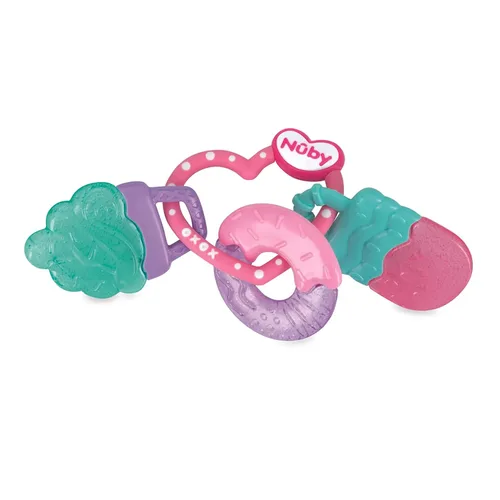 Vista 3 de Nuby IcyBite Paleta, dona y helado - Mordedor y llaves de gel de hielo, más de 3 meses