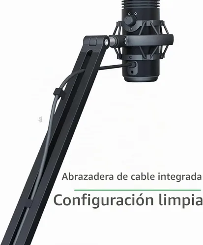 Vista 9 de mic brazo de palo ajustable con abrazadera de montaje de escritorio tornillo adaptador gestión de cables, para Audio-Technica shure sm58 beta58 sm7b