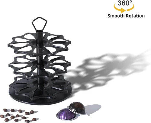 Vista 3 de FlagShip Carrusel Portacápsulas de Café de 3 Niveles para Cápsulas Vertuo de Metal Instalación Fácil Pequeño para Soporte de Cápsulas Vertuo