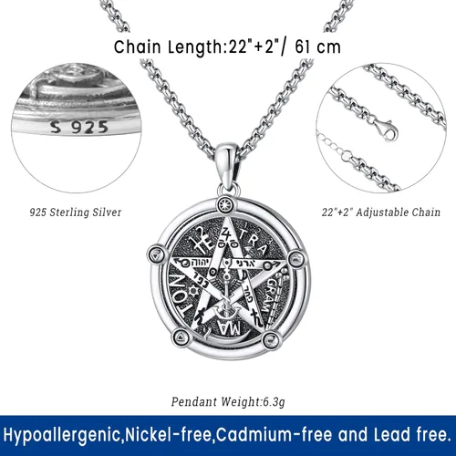 Vista 3 de Joyería Mágica para Mujeres y Hombres Nudo de Bruja Plata 925 Original Collar de Nudo de Bruja Tetragrammaton Hecate Collar Lilith Collar Pentagrama