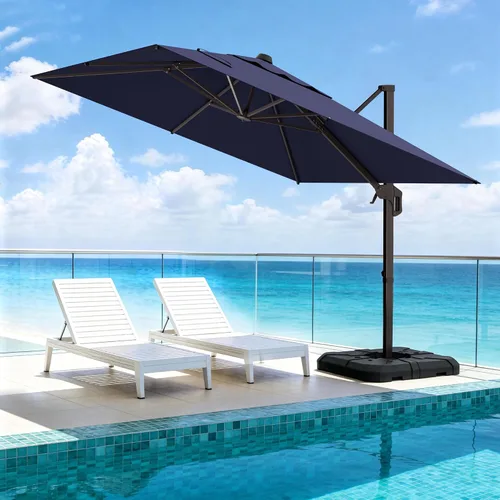 Vista 43 de Sombrilla de 10 x 13 pies para exteriores, sombrilla grande rectangular con viga voladiza, resistente, con rotación de 360°, sombrilla con Beige