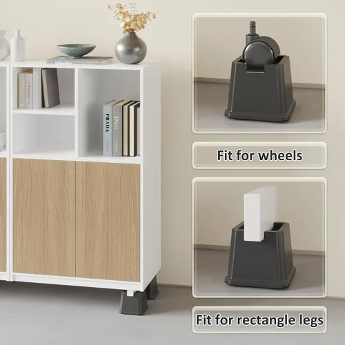 Vista 6 de Paquete de 9 elevadores de cama de 3 pulgadas resistentes para muebles que se adaptan a ruedas de cama, sofá, mesa y sofá, color negro For Wheels
