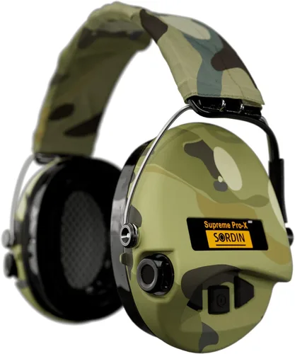 Vista 9 de Sordin Pro-X LED Ear Muffs - Active and Electronic Ear Defenders - Gel Pads - Earmuffs for Hunting & Shooting Oliva