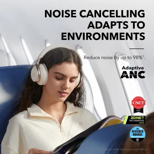 Vista 6 de Soundcore Q30 by Anker, auriculares híbridos con cancelación activa de ruido con bolsa de viaje, con espacio uno, múltiples modos, audio de alta