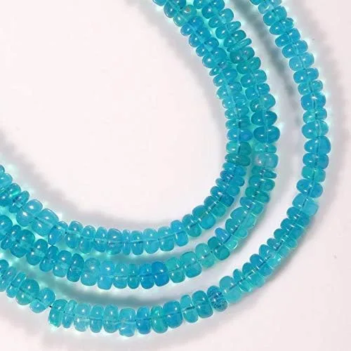 Vista 3 de NirvanaIN Hilo de ópalo etíope azul ópalo cuentas de piedras preciosas azules para hacer joyas, cuentas suaves y rondelles, briolettes de ópalo