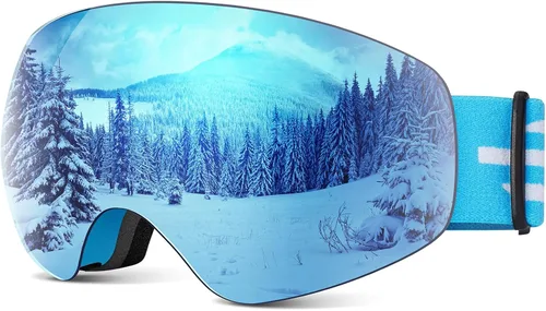 Vista 11 de Gafas de esquí para niños, gafas de esquí de nieve para niños, jóvenes, adolescentes, niños y niñas de 5 a 14 años