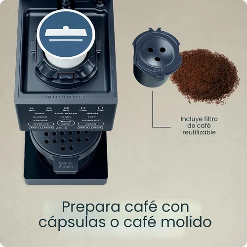 Vista 3 de Chefman Cafetera de una sola porción, funciona con K-Cup y café molido Medianoche