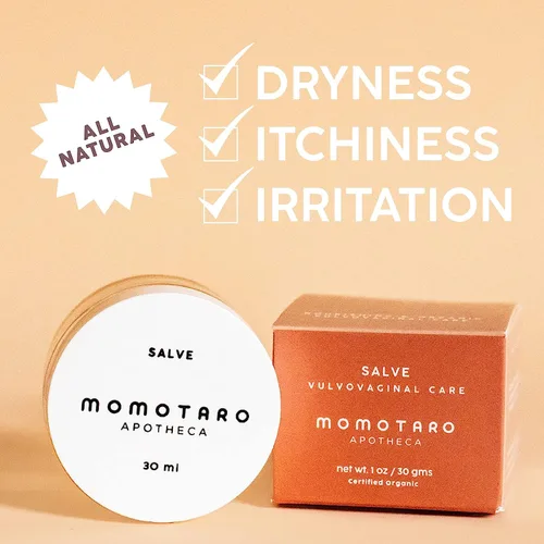 Vista 2 de MOMOTARO APOTHECA Hidratante vaginal orgánico Vulva Salve y probiótico orgánico para mujeres, juego de suplementos vaginales y digestivos, bálsamo