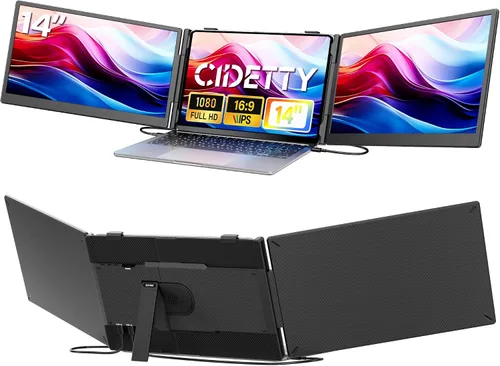 Vista 9 de CIDETTY Nuevo monitor portátil de 12" para laptop, extensor de pantalla Full HD IPS 1080P, pantallas duales para monitor de laptop, USB