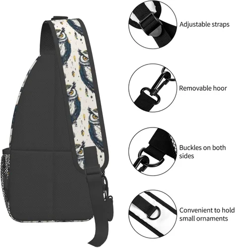 Vista 3 de Small Crossbody Bags for Women Men - Vintage Tribal Style Owl Print Adjustable Shoulder Bag Fanny Packs Belt Sling Bag Crossbody Purses Backpack for