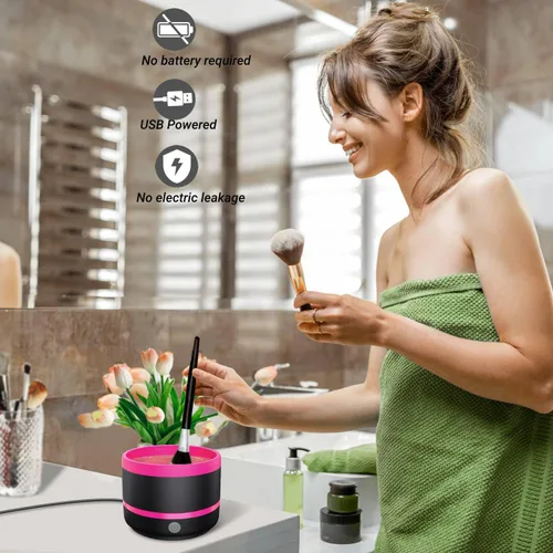 Vista 6 de Limpiador eléctrico de pinceles de pintura, taza de enjuague, enjuague de pinceles para pintar, máquina limpiadora de brochas de maquillaje