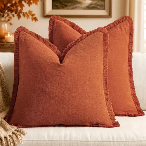 Vista 12 de MIULEE Fundas de almohada decorativas con flecos de lino bohemio beige 16 x