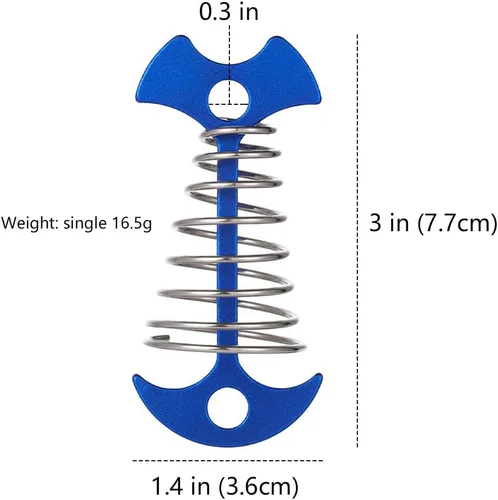 Vista 7 de Fishbone - Estacas de anclaje para cubierta con mosquetones, estacas de aluminio para tienda de campaña con hebilla de resorte, resistente al viento