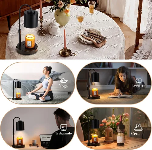 Vista 5 de CASTLELIFE - Lámpara calienta-velas con temporizador y atenuador, calentador de cera eléctrica ajustable en altura para velas de tarro, regalos