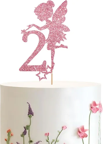 Vista 12 de Decoración para pastel de primer cumpleaños de hadas de oro rosa, decoración temática de hadas de jardín para primer aniversario/fiesta