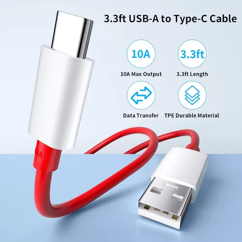 Vista 6 de COOYA Cable de carga USB C de 80 W para carga súper vooc para OnePlus 15 13 12, 10A USB A a USB C cable de carga para OnePlus 7 Pro 8 7T, tipo C