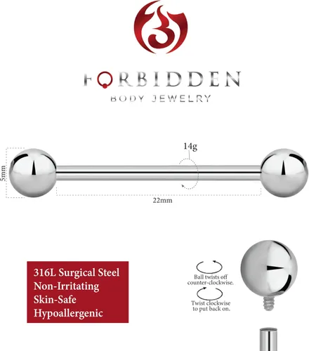 Vista 38 de Piercing para el cuerpo de titanio con rosca interna de 0.45 a 0.63 onzas (se vende individualmente)