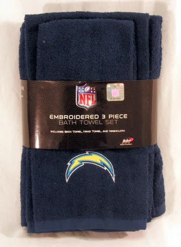 Vista 2 de Northwest Los Angeles LA Chargers - Juego de toallas bordadas de 3 piezas, incluye toalla de baño, toalla de mano y toallita