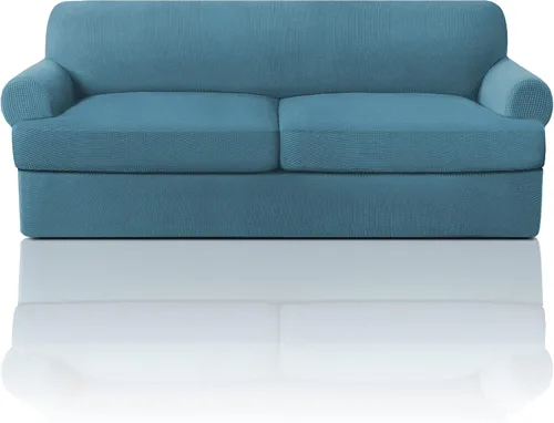 Vista 47 de PrinceDeco Fundas elásticas para sillón de 2 piezas, fundas de sofá para sillas con cojines en forma de T, fundas suaves para muebles con 1 funda