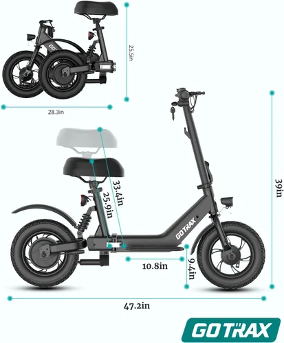 Vista 15 de Gotrax A3 12" Electric Scooter with Seat for Adults & Teens, 9.5-Mile Range