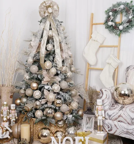 Vista 6 de Tallos de bayas con purpurina navideña, 24 piezas de púas artificiales para rellenos de adornos de árbol de Navidad, coronas de Navidad Dorado