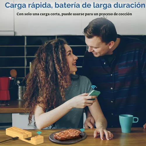 Vista 2 de Termómetro inalámbrico para carne Bluetooth con sonda de cerámica: termómetro digital impermeable para alimentos para parrilla freidora barbacoa