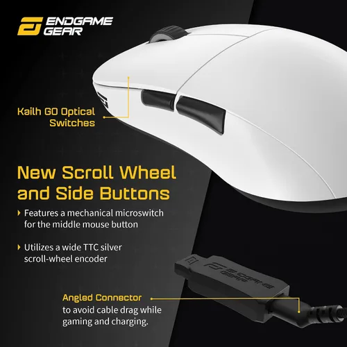 Vista 5 de ENDGAME GEAR XM2we - Mouse inalámbrico para juegos, mouse programable con 5 botones y 19,000 DPI, color blanco