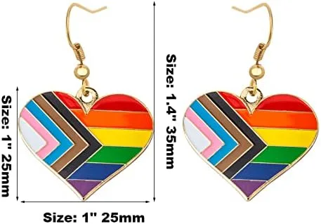 Vista 2 de Heart Shape Pride Dangle Earrings Gay and Lesbian LGBT Pride Gifts Jewelry