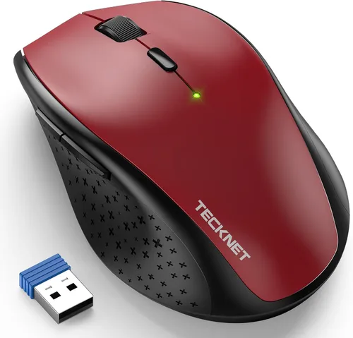 Vista 9 de TECKNET Mouse inalámbrico, mouse USB de 2.4 G con 6 niveles ajustables 3200 DPI, batería de 30 meses, empuñaduras ergonómicas, 6 botones portátiles