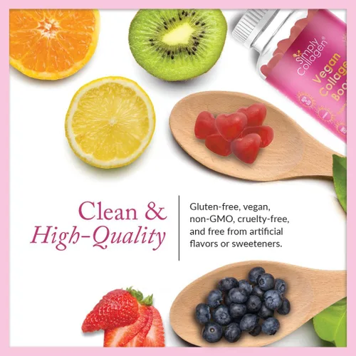 Vista 8 de Simply Collagen® Gomitas de colágeno veganas para mujeres y hombres, colágeno a base de plantas con biotina, vitaminas A, C y E, refuerzo