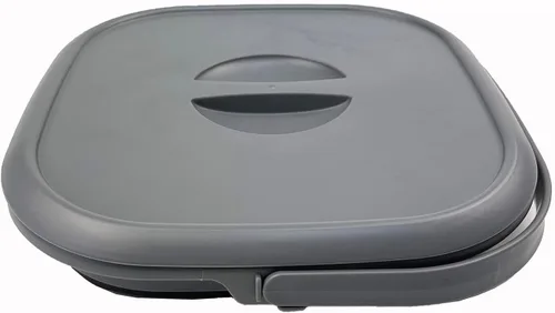 Vista 2 de SAMMART Cubo cuadrado plegable de 8.5 L (2.2 galones) con tapa/cubo de agua cuadrado plegable con tapa/bañera portátil con asa y tapa (gris/negro)