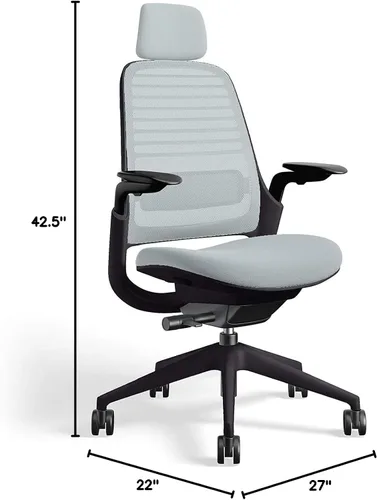 Vista 3 de Steelcase Silla de oficina serie 1 con reposacabezas, marco de grafito, níquel Cogent Connect
