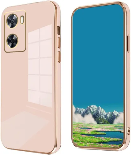 Vista 7 de Compatible con Oppo A57s Funda de silicona rosa, chapado para Oppo A57 0.14 oz, funda delgada y suave a prueba de golpes (negro)