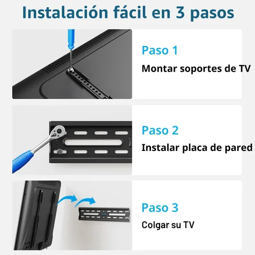 Vista 6 de Soporte de pared fijo para TV para la mayoría de pantallas de 26 a 60 pulgadas, soporte de TV de perfil bajo con bloqueo de liberación rápida