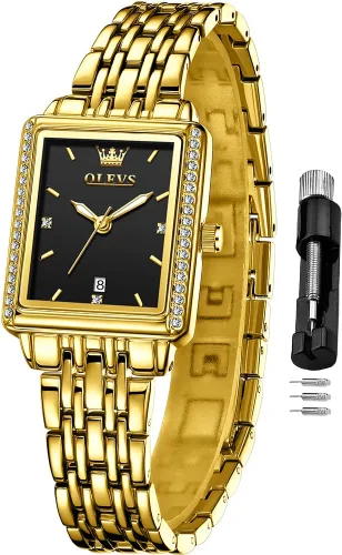 Vista 8 de OLEVS Women Watches Business Dress Square Female Watches for Ladies Stainless Steel Waterproof Luminous Wrist Watch for Women
