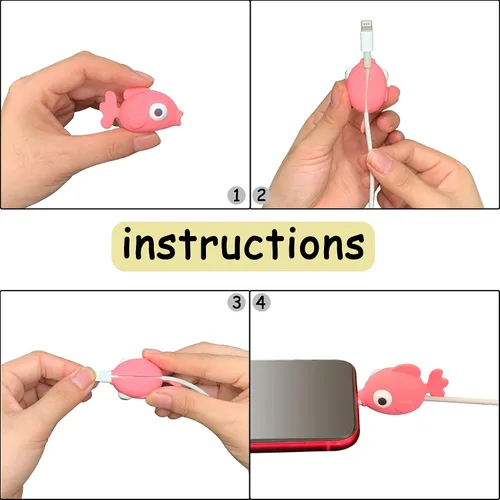 Vista 4 de ZAKVOOR 27 protectores de cable para cargador de teléfono, protector de cable USB Animal Bites protector de cable, protector de cable de carga