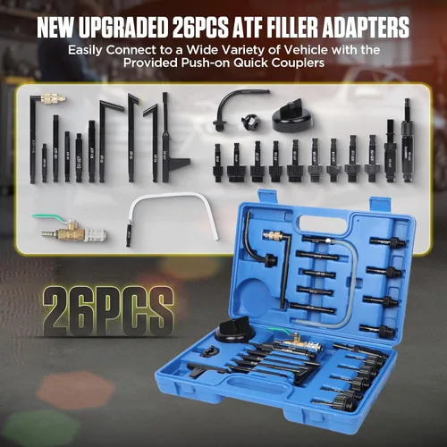 Vista 3 de Kit de Bomba de Transferencia de Líquido de Transmisión de 8L con 26PCS de Adaptadores ATF, Extractor de Aceite Automático y Dispensador Neumático