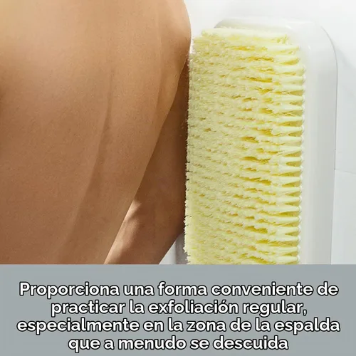Vista 5 de Limpiador de espalda montado en la pared para ducha - Cepillo exfoliante grande para ducha - Cepillo de baño - Cepillo de espalda manos libres