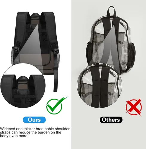 Vista 5 de HEEYA Mochila transparente resistente para seguridad, deportes, trabajo, viajes, estadio