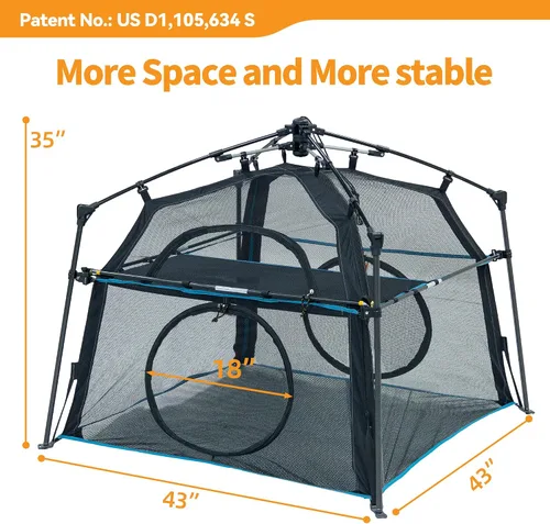 Vista 5 de Catio extragrande para gatos al aire libre, tienda de campaña plegable de 2 niveles con 3 puertas para patio, balcón, interior y campamento