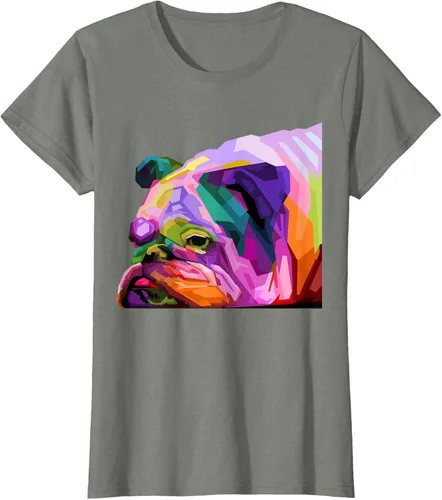 Vista 13 de Camiseta de retrato pop artístico de bulldog británico inglés para dueños de perros, Negro, S