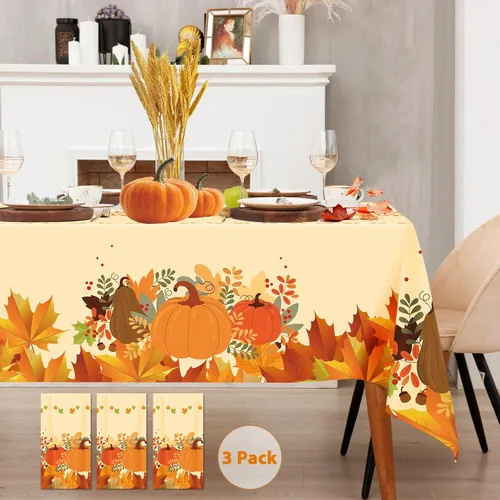 Vista 10 de Paquete de 3 manteles navideños desechables de plástico, manteles de mesa navideños rectangulares rojos para fiestas, con estampado de árbol