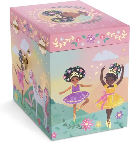 Vista 4 de Jewelkeeper Caja de música de bailarina y juego de joyas para niñas pequeñas 3 regalos de bailarina para niñas diseño de reina pequeña caja
