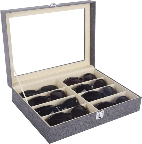 Vista 8 de AUTOARK Leather 8 Piece Eyeglasses Storage and Sunglass Glasses Display Case Organizer