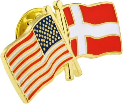 Vista 10 de PinMart Pin de solapa esmaltado con bandera de la amistad cruzada de Estados Unidos y el mundo