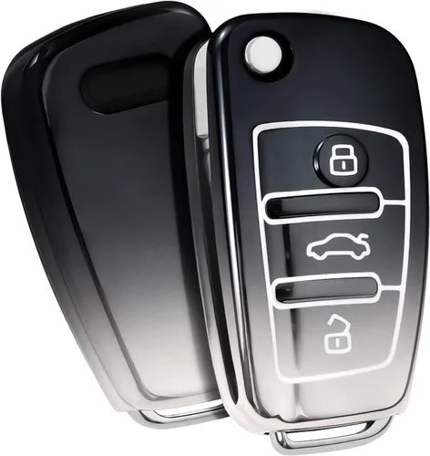 Vista 8 de ELOHEI Funda para llavero Audi, funda de TPU suave de alta calidad, protección completa, compatible con Audi A1 A3 Q3 Q7 R8 A6L TT (negro)